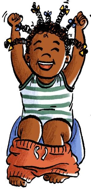 Child celebrating on the potty