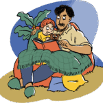Child and parent reading together